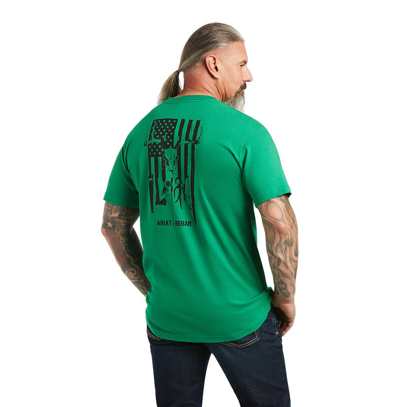 Ariat T-Shirts Herren - Rebar Cotton Strong American Outdoors Grün ( OPEAC-3014 )